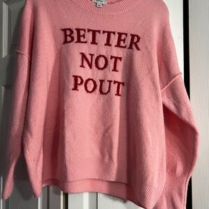 CeCe Pink Crewneck Sweater with Red Slogan